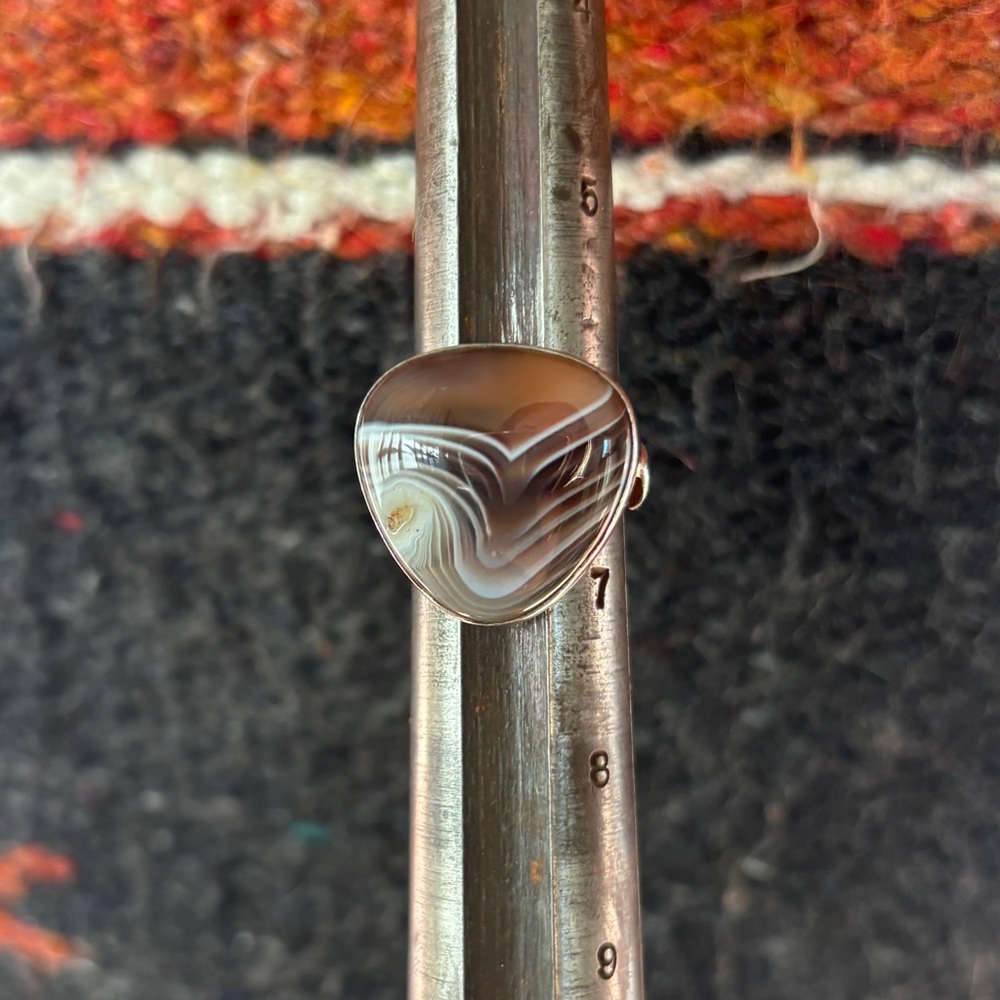 Sterling Silver Agate Stone Ring Women’s size 6.5